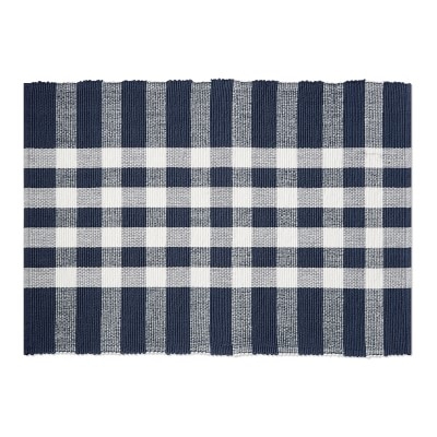 Checked Woven Place Mat, Dress Blue - Image 0