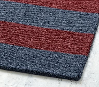 Rugby Custom Rug, 5' x 8', Navy/Orange - Image 2