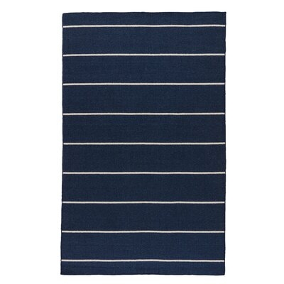 Templeton Striped Handwoven Flatweave Wool Blue/Ivory Area Rug - Image 0