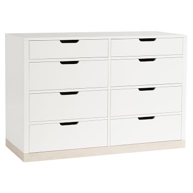 Rhys 8-Drawer Wide Dresser, Weathered White/Simply White - Image 4
