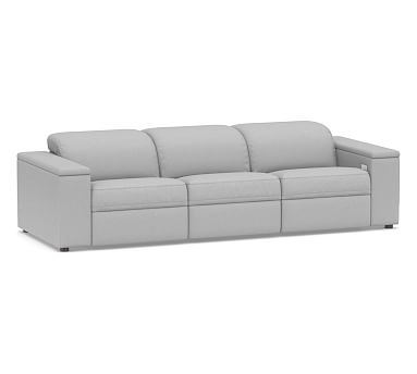 Ultra Lounge Square Arm Upholstered 3-Piece Reclining Sofa, Polyester Wrapped Cushions, Brushed Crossweave Light Gray - Image 0