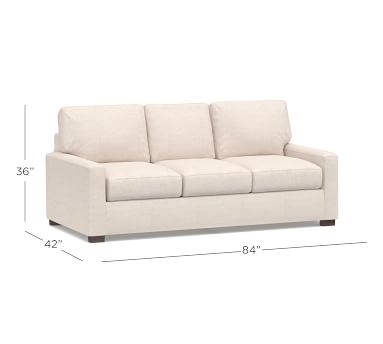 Turner Square Arm Upholstered Sofa 3X3 83", Down Blend Wrapped Cushions, Performance Chateau Basketweave Light Gray - Image 1