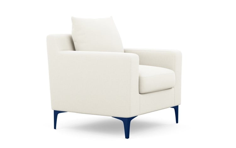 Sloan Petite Chair with Ivory Fabric and Matte Indigo legs - Image 1