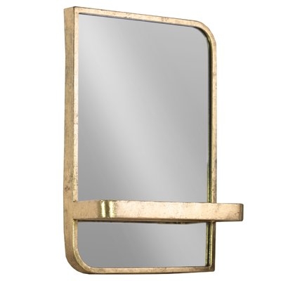 Fausto Rectangle Metal Wall Mirror with Shelf - Image 0