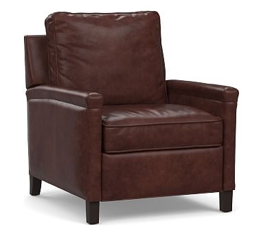 Tyler Square Arm Leather Recliner without Nailheads, Down Blend Wrapped Cushions, Statesville Espresso - Image 0