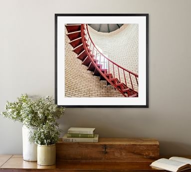 Lighthouse Stairs Framed Print by Cindy Taylor, 18x18", Wood Gallery Frame, Black, No Mat - Image 3