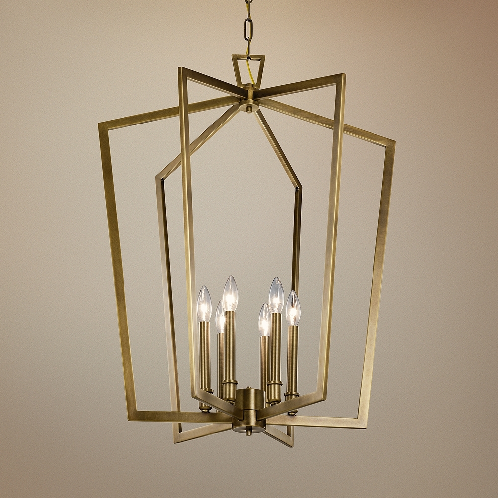 Abbotswell 24 3/4" Wide Natural Brass 6-Light Foyer Pendant - Style # 75D12 - Image 0