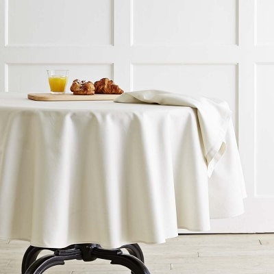 Hotel Tablecloth, 90" Oval, Ivory - Image 0