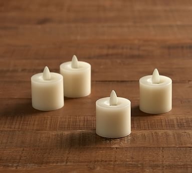 Premium Flickering Flameless Wax Votive Candle, Set of 4 - Ivory - Image 0