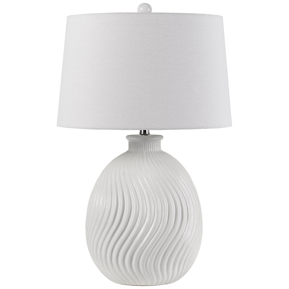 Olbia Milky White S-Wave Ceramic Pot Table Lamp - Style # 63K38 - Image 0