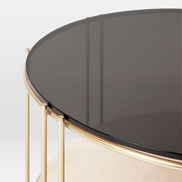 Messina Coffee Table, White Marble, Brass - Image 3