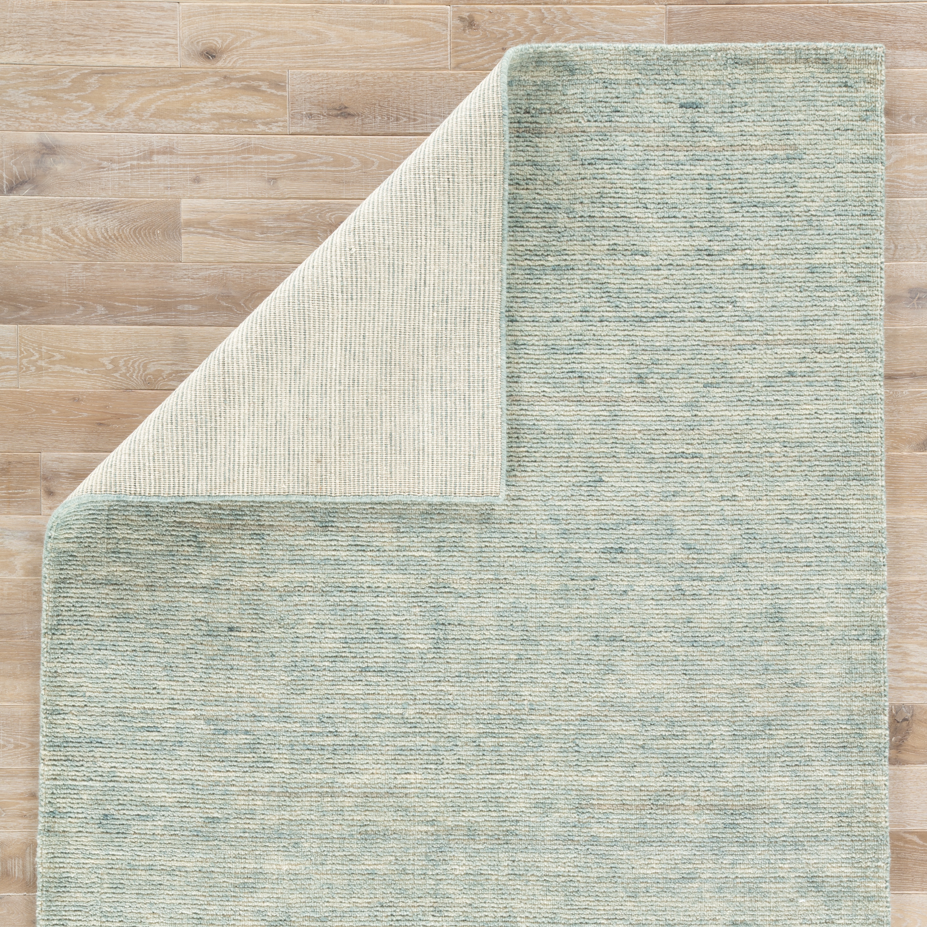 Hird Handmade Solid Blue/ Beige Area Rug (8' X 11') - Image 2