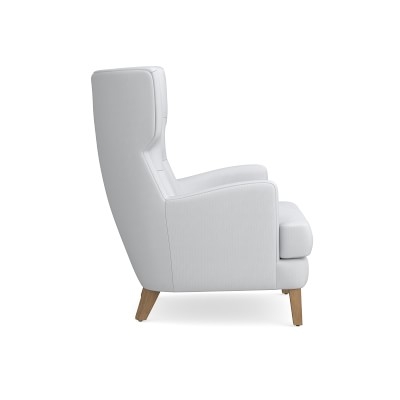 Noe Valley Wing Chair, Tuscan Leather, Black, Truffle Leg - Image 1