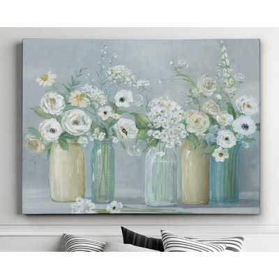 Blooming Meadow Beauties' Watercolor Painting Print on Wrapped Canvas - Image 0