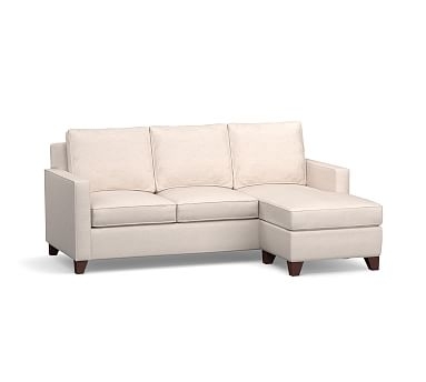 Cameron Square Arm Upholstered Sleeper Sofa with Reversible Storage Chaise Sectional, Polyester Wrapped Cushions, Basketweave Slub Ash - Image 0