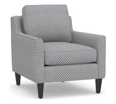 Beverly Upholstered Armchair, Polyester Wrapped Cushions, Kendall Print Navy - Image 2