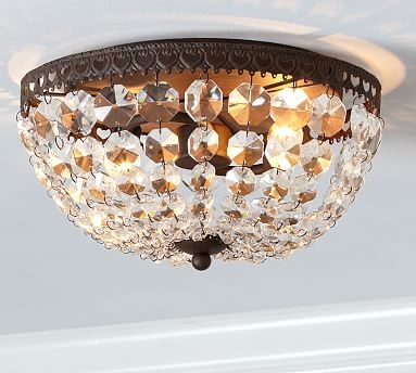 Mia Faceted-Crystal Flush-Mount Ceiling Fixture - Image 0