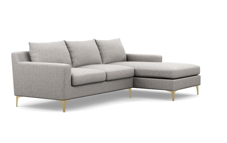 Sloan Right Sectional with Brown Earth Fabric and Brass Plated legs - Image 1