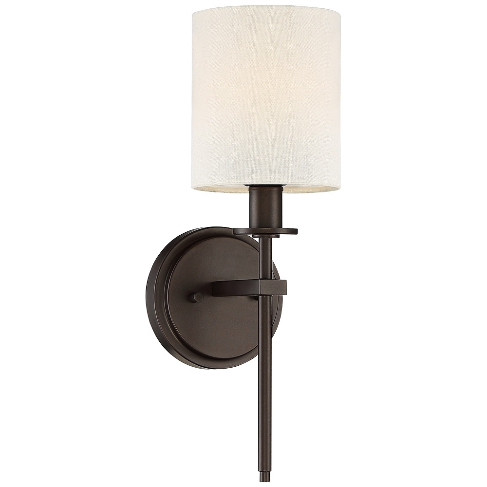 Ikra 17" High Bronze and Linen Wall Sconce - Style # 68E07 - Image 0