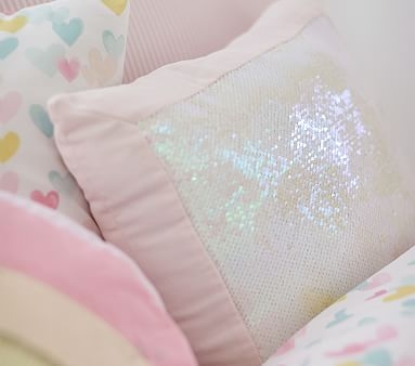 Sequin Framed Pillow, 16x16 Inches, Pink - Image 1
