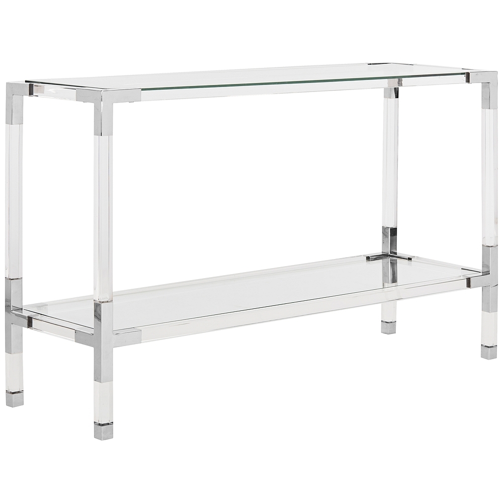 Couture Arverne Chrome Steel and Clear Glass Console Table - Style # 21J14 - Image 0