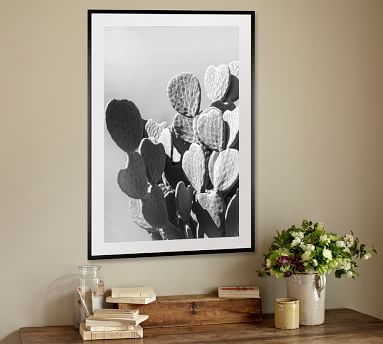 Monochrome Desert Cactus Framed Print by Jane Wilder, 28 x 42", Wood Gallery Frame, Black, Mat - Image 1
