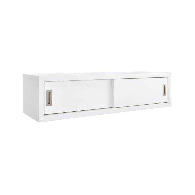 Aspect White 47.5" Floating Cube Shelf with Doors - Image 1