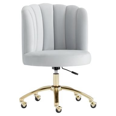 Channel Stitch Task Chair, Lustre Velvet Silver - Image 1