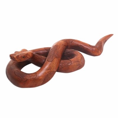 Citra Hand Crafted Wood Python Sculpture - Image 0