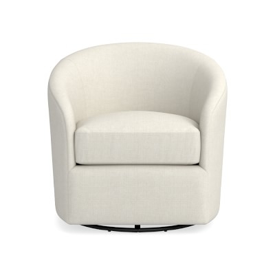 Montclair Swivel Chair, Standard Cushion, Performance Linen Blend, Ivory, Ebony - Image 0