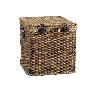 Daytrip Lidded Split Rattan Basket, Cube - Image 0