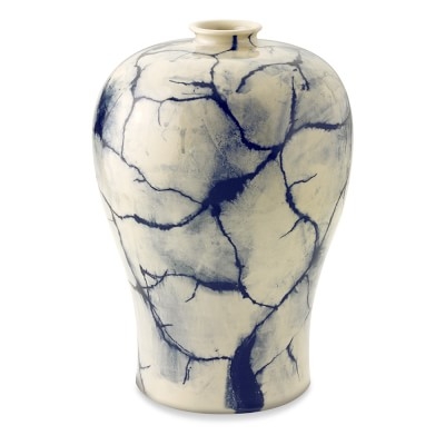 Marbleized Ceramic Vessel, Medium, Navy - Image 0