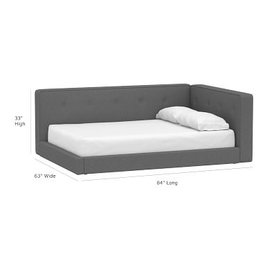 Cushy Corner Platform Upholstered Bed, Full, Brushed Crossweave Charcoal - Image 4