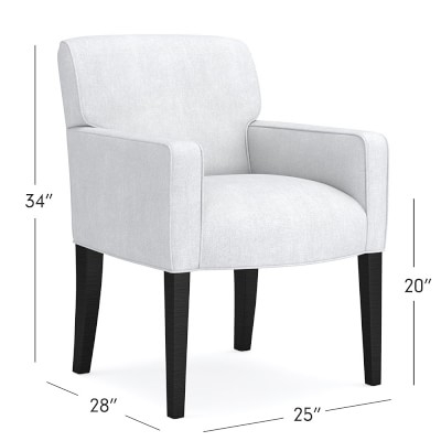 Fitzgerald Dining Armchair, Pebbled Leather, White, Ebony Leg - Image 1