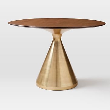 Silhouette Pedestal Dining Table, 44" Round, Dark Walnut - Image 2
