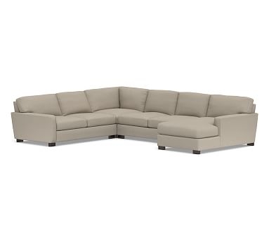 Turner Square Arm Upholstered Left Arm 4-Piece Chaise Sectional, Down Blend Wrapped Cushions, Performance Brushed Basketweave Sand - Image 0