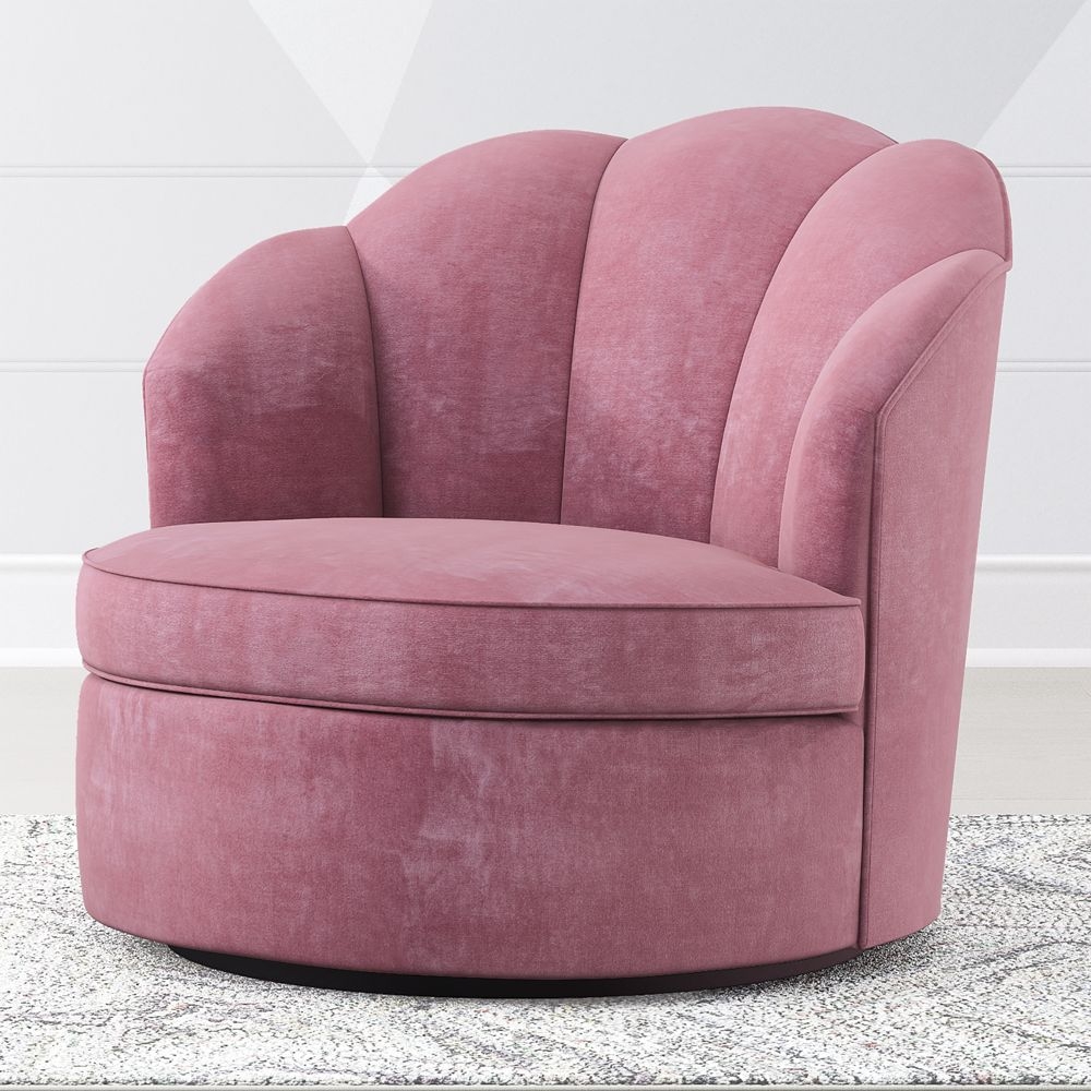Avery Dusty Mauve Velvet Nursery Swivel Chair - Image 1