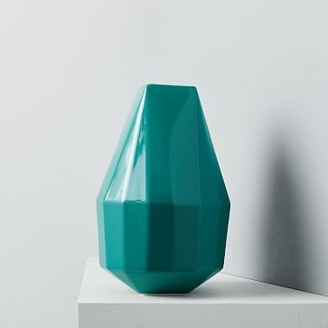 Faceted Porcelain Vase, 9.5", Blue Teal - Image 2