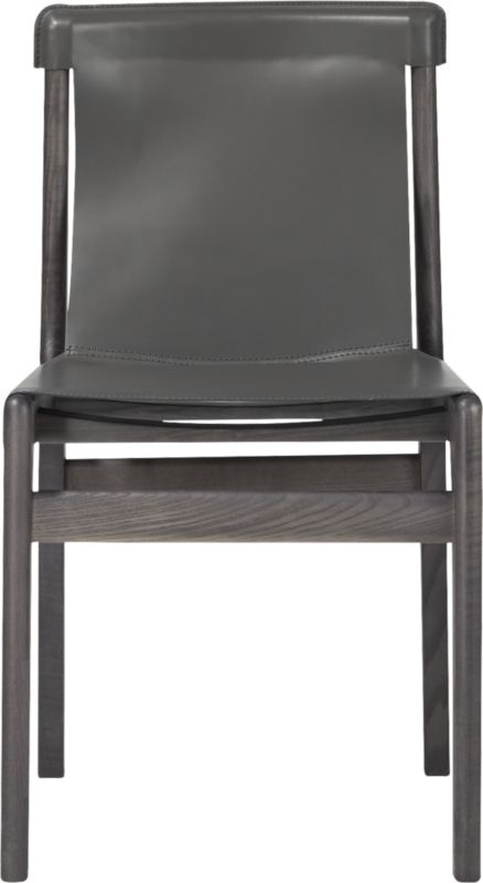 Burano Charcoal Grey Leather Sling Dining Chair - Image 1