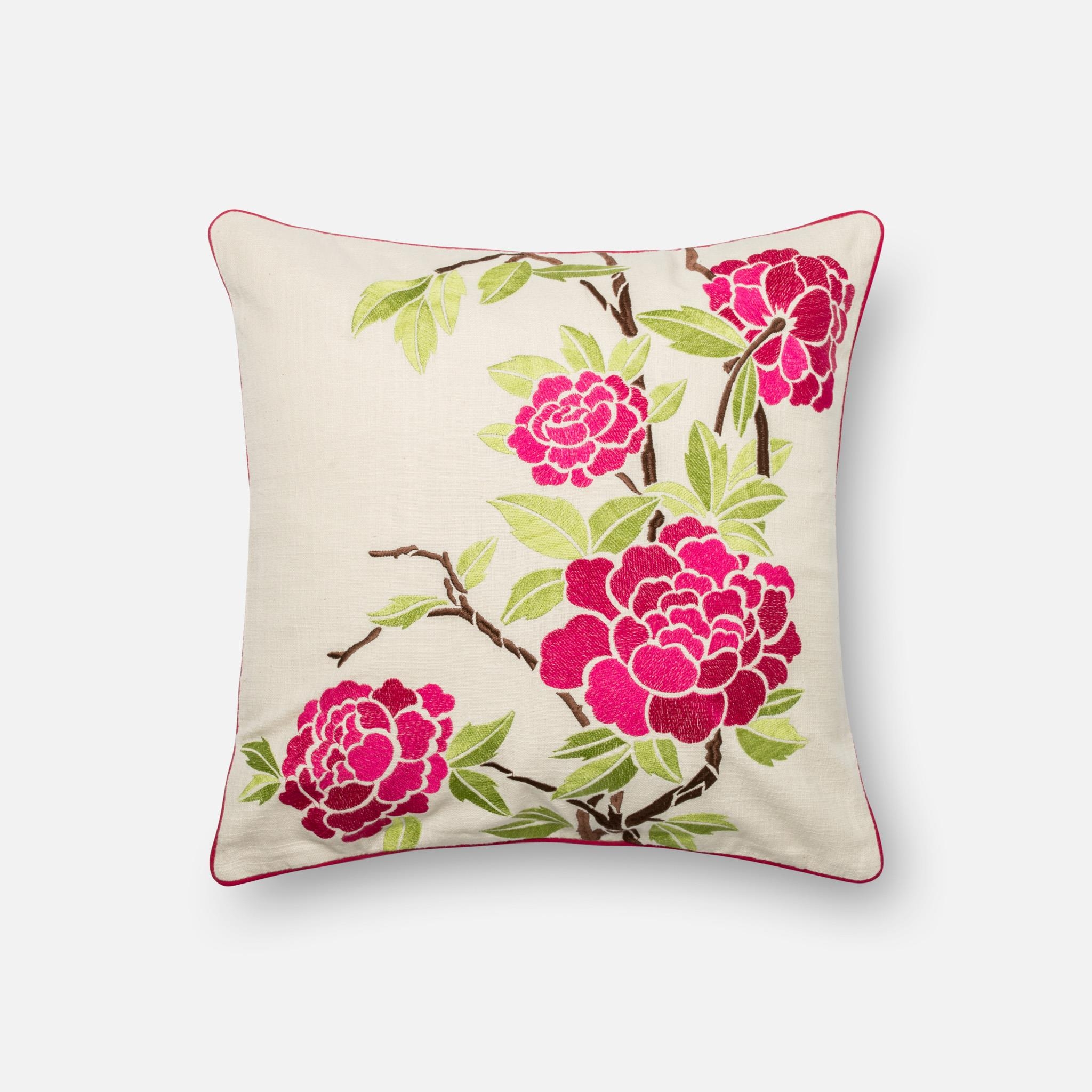 PILLOWS - PINK / IVORY - 18" X 18" Cover w/Down - Image 0