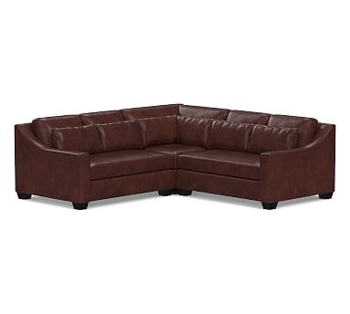 York Slope Arm Leather Deep Seat 3-Piece L-Shaped Corner Sectional with Bench Cushion, Polyester Wrapped Cushions, Statesville Espresso - Image 0