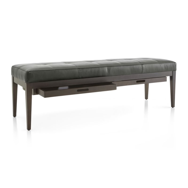 Nash Leather Large Tufted Bench with Tray - Image 3