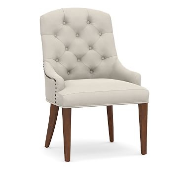 Lorraine Upholstered Tufted Chair with Heritage Oak Frame, Performance Everydaysuede(TM) Stone - Image 0