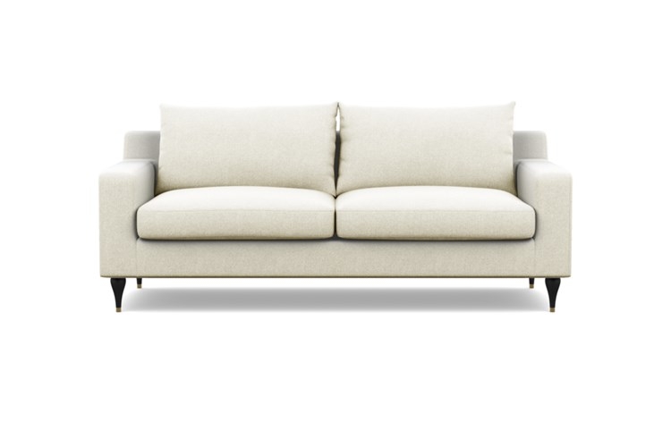 Sloan Sofa with Vanilla Fabric and Matte Black with Brass Cap legs - Image 0