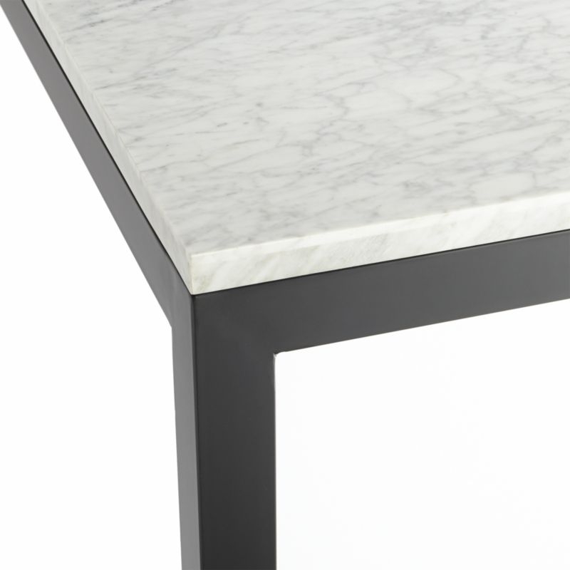 Parsons White Marble Top/ Dark Steel Base 48x28 Dining Table - Image 1