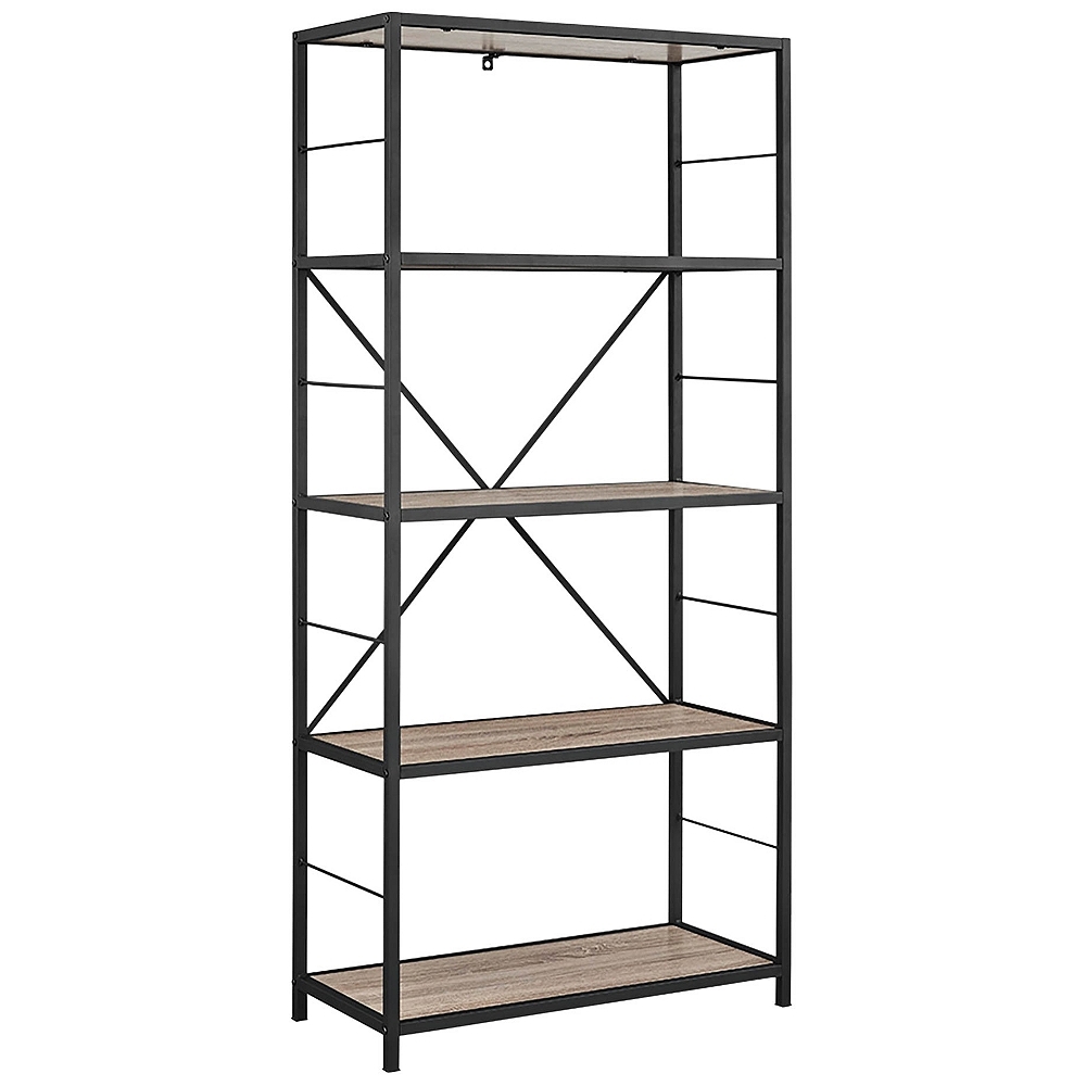 Creston Gray Driftwood 4-Shelf Media Bookshelf - Style # 24W74 - Image 0