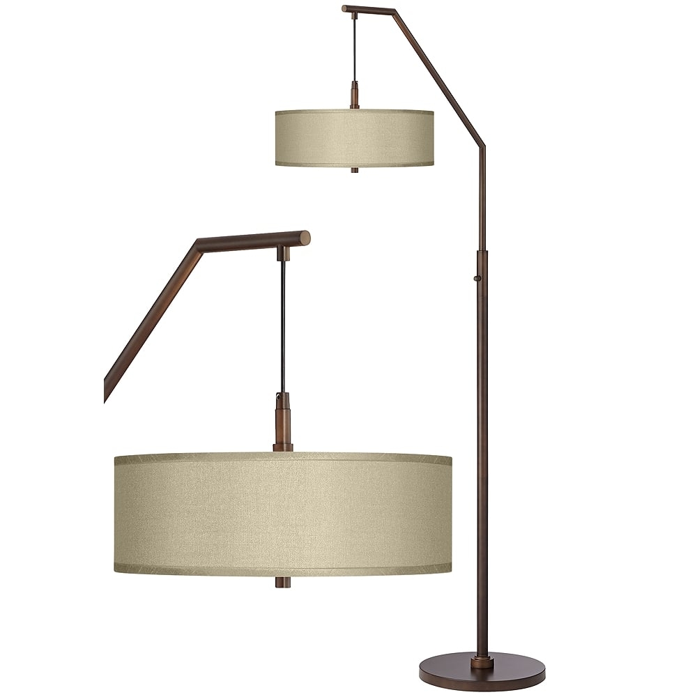 Possini Euro 71 1/2" Sesame Shade Bronze Downbridge Arc Floor Lamp - Image 0