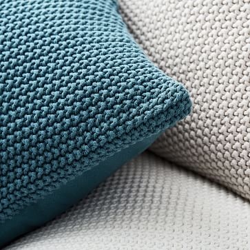 Cotton Knit Pillow Cover, Stone White, 24"x24" - Image 1