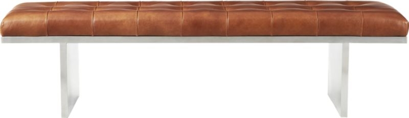 Atrium Tufted Saddle Leather Bench - Image 2