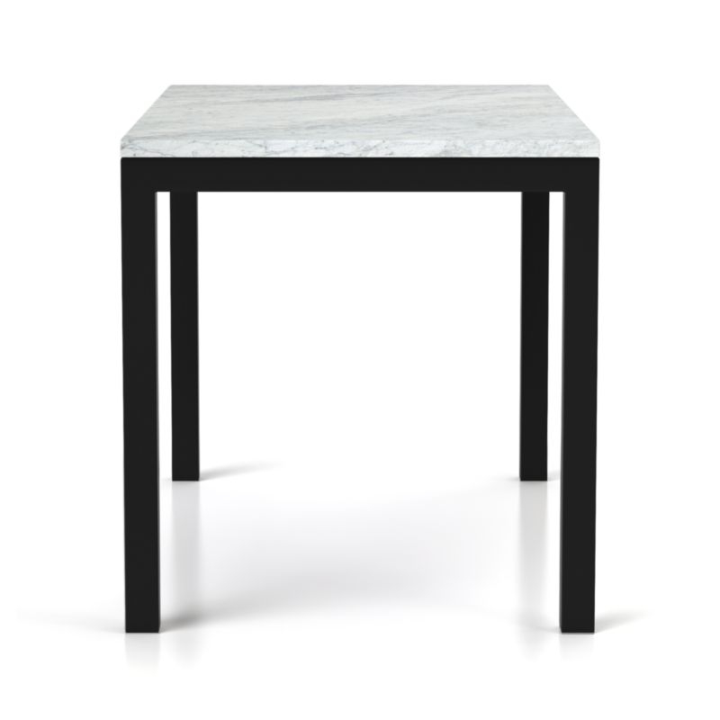 Parsons White Marble Top/ Dark Steel Base 48x28 Dining Table - Image 5